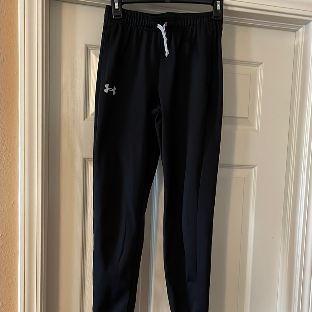 Under Armour Boys Black Joggers with White Logo